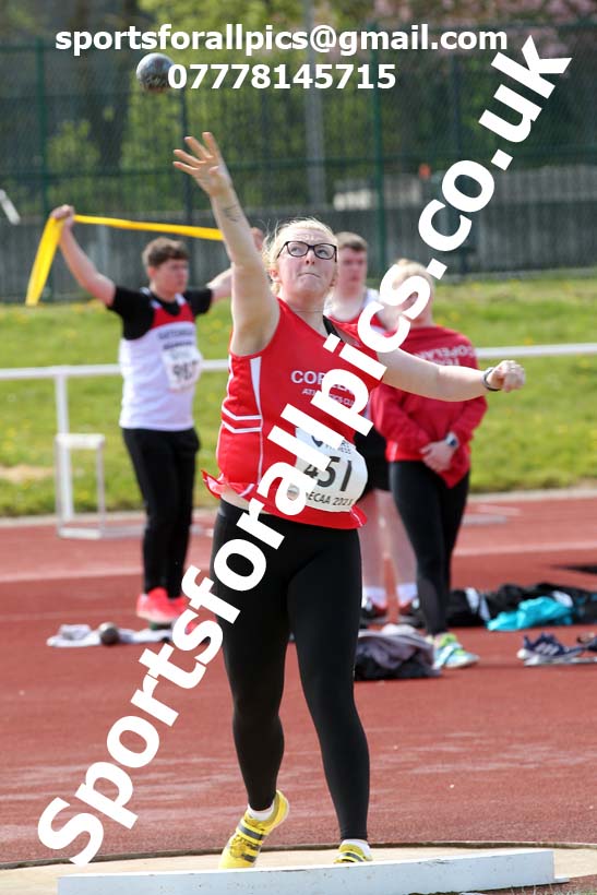 Shot putt, 2021 NECAA Middlesbrough Open Meting, Sunday, May 9th. Photo: David T. Hewitson/Sports for All Pics